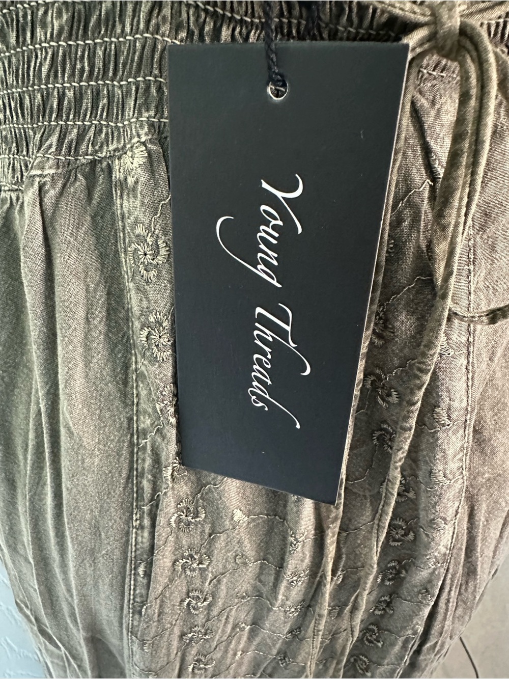 YOUNG THREADS NWT  Boho Maxi Dress Hi-Low Ruffle Embroidered Multicolor - Picture 11 of 16